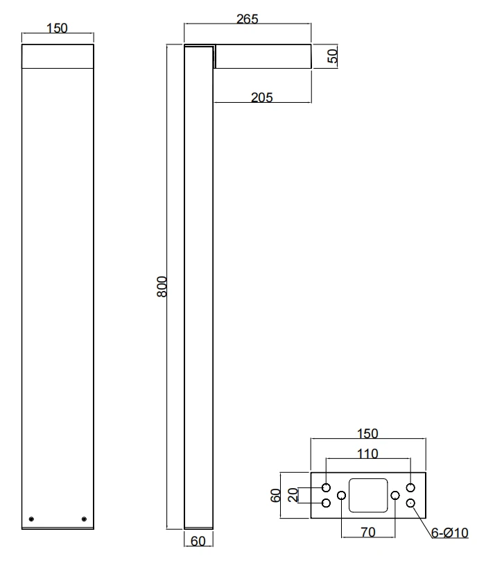 IP65 Led Lawn Pathway Waterproof Post Light Modern Bollard Lighting Outdoor Bollard Garden Lights